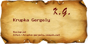 Krupka Gergely névjegykártya